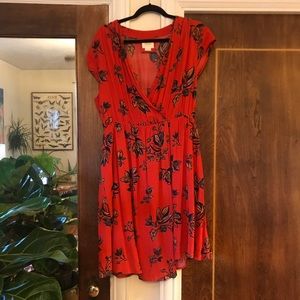 Maeve Anthro Faux Wrap Floral Dress